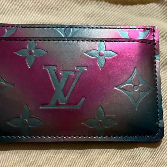 LouisVuitton Metallic Vernis Card Holder Blue Pink - Picture 2 of 5